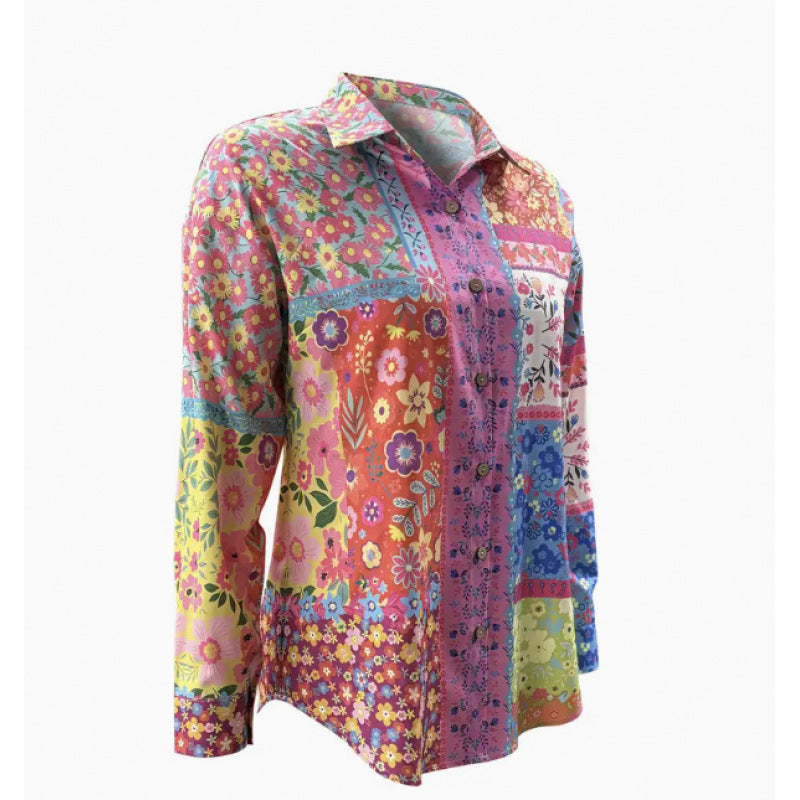 Fashion Casual Shirt Digital Printing Lapel Long Sleeve Shirt