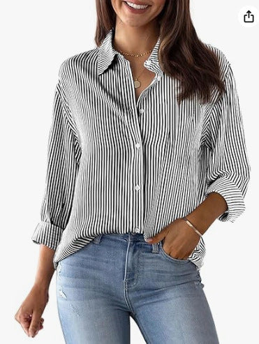 European And American Trendy Shirt Striped Pattern Printed 3D Shirt