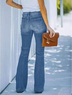 Women's Casual Personalized Multi-Button Slim Fit Flare Jeans