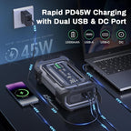 3000A Portable Car Emergency Starter Power Supply With Inflator Function 150PSI Digital Tire Inflator 12V Car Battery Charger With LED Lighting LCD Display